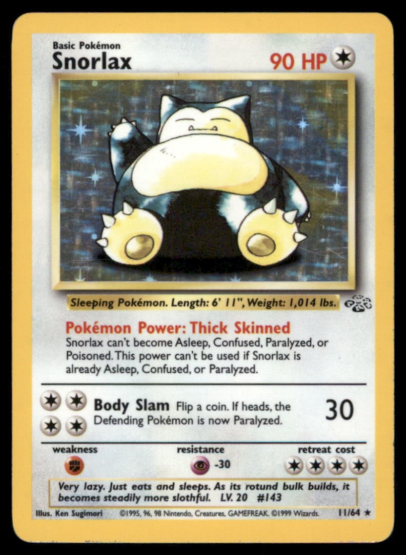 Snorlax 11/64 Holo Jungle Pokemon Card Unlimited Holo (1 of 2)