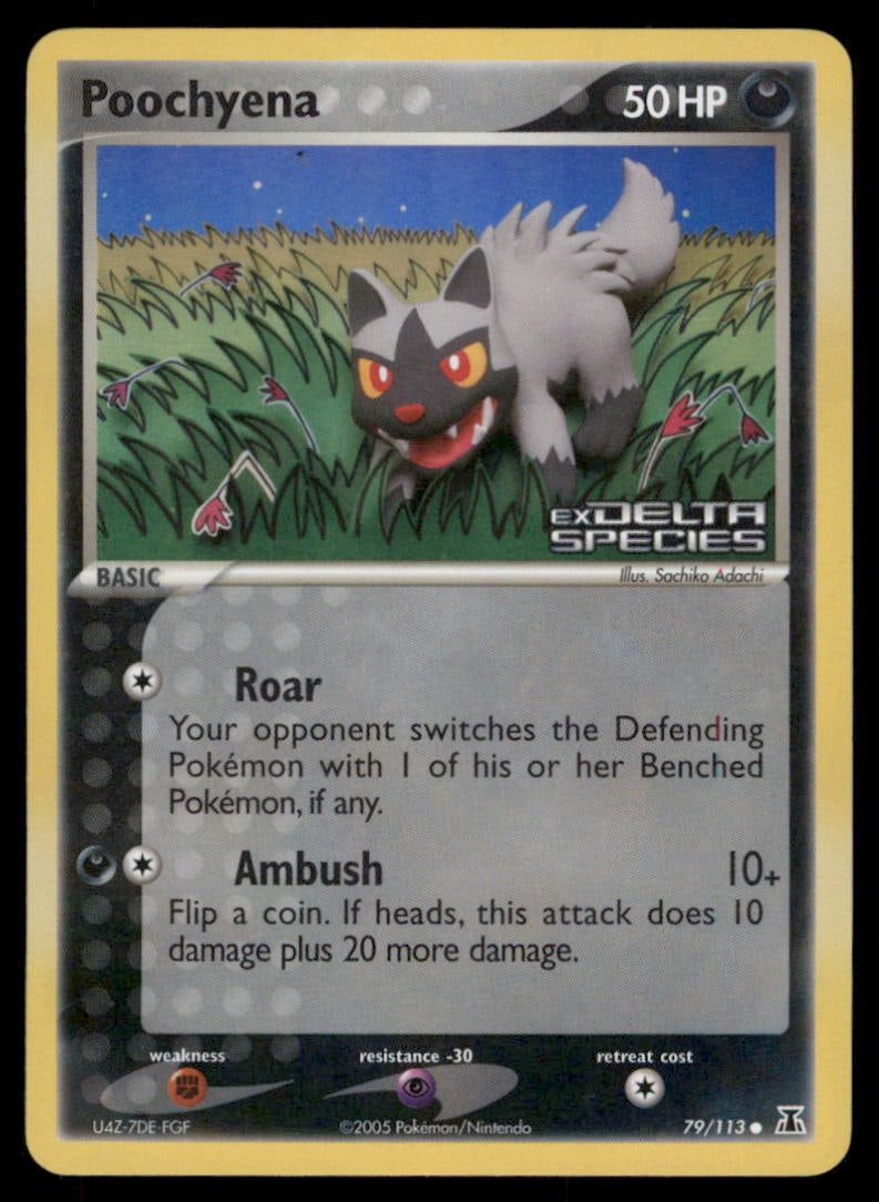 Poochyena 79/113 Delta Species Pokemon Card Reverse Holo: We offer combined shipping on multiple items. Buyers may also arrange their own shipping. LiveShipping is a separate and independent option for shipping that is NOT a part of the auction house or thei