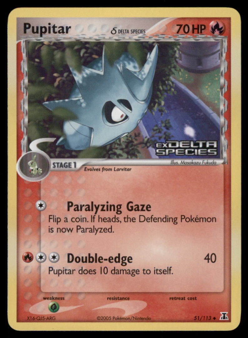 Pupitar 51/113 Delta Species Pokemon Card Reverse Holo: We offer combined shipping on multiple items. Buyers may also arrange their own shipping. LiveShipping is a separate and independent option for shipping that is NOT a part of the auction house or thei