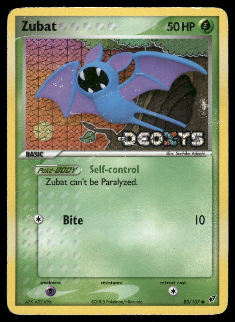 Zubat 83/107 Deoxys Pokemon Card Reverse Holo: We offer combined shipping on multiple items. Buyers may also arrange their own shipping. LiveShipping is a separate and independent option for shipping that is NOT a part of the auction house or thei