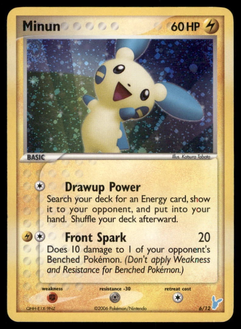 Minun 6/12 EX Trainer Kit 2 Minun Pokemon Card Holo: We offer combined shipping on multiple items. Buyers may also arrange their own shipping. LiveShipping is a separate and independent option for shipping that is NOT a part of the auction house or thei