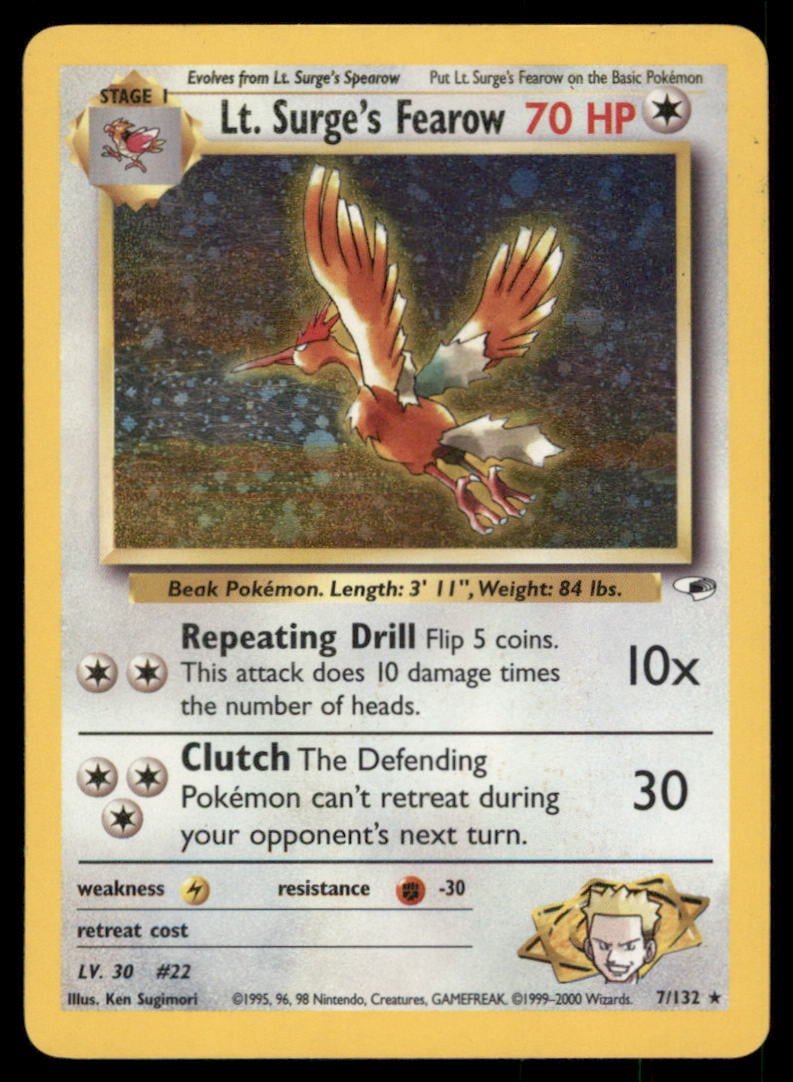 Lt. Surge's Fearow 7/132 Holo Gym Heroes Pokemon Card: We offer combined shipping on multiple items. Buyers may also arrange their own shipping. LiveShipping is a separate and independent option for shipping that is NOT a part of the auction house or thei