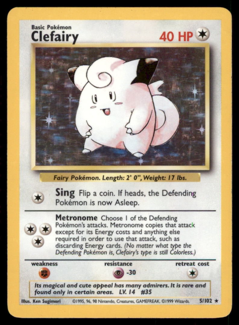 Clefairy 5/102 Holo Base Set Unlimited Pokemon Card: We offer combined shipping on multiple items. Buyers may also arrange their own shipping. LiveShipping is a separate and independent option for shipping that is NOT a part of the auction house or thei
