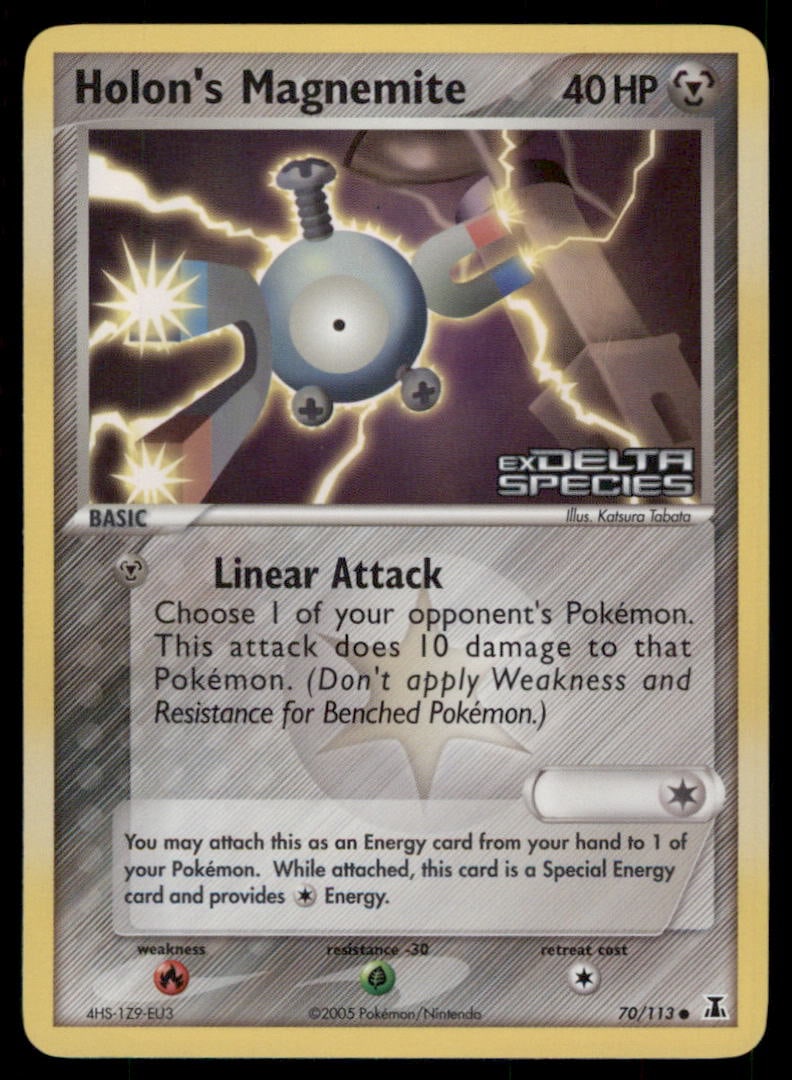 Holon's Magnemite 70/113 Delta Species Pokemon Card Reverse Holo: We offer combined shipping on multiple items. Buyers may also arrange their own shipping. LiveShipping is a separate and independent option for shipping that is NOT a part of the auction house or thei