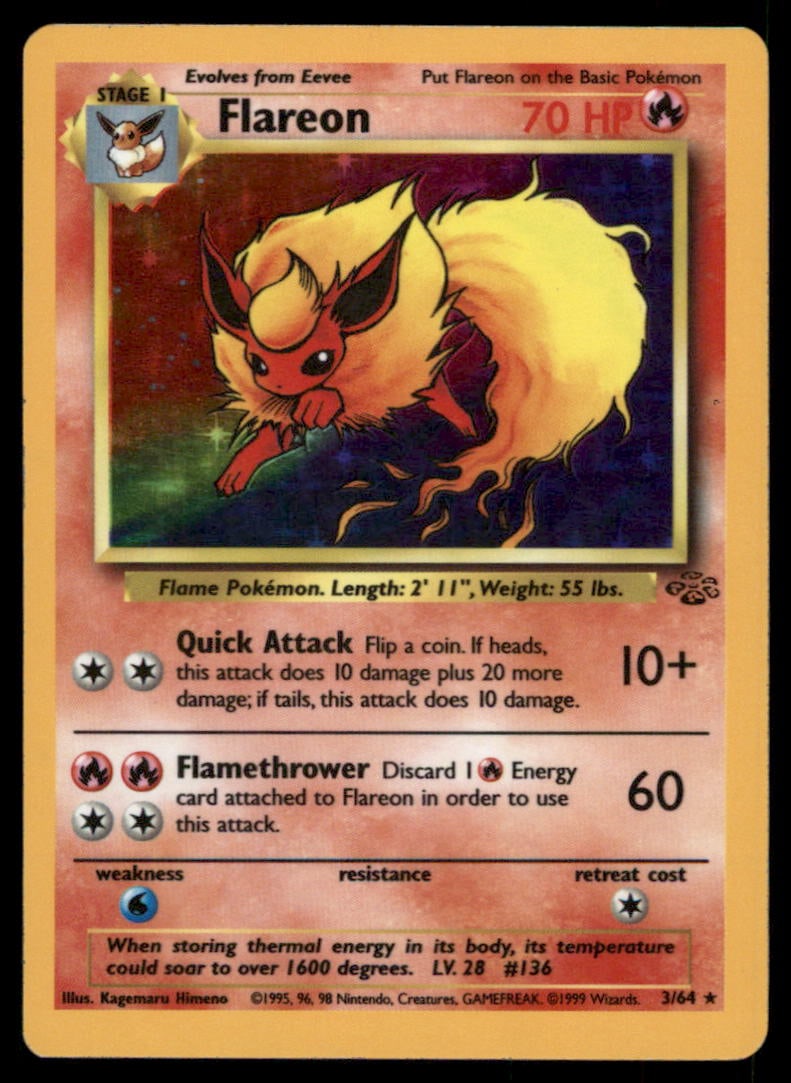Flareon 3/64 Holo Jungle Pokemon Card: We offer combined shipping on multiple items. Buyers may also arrange their own shipping. LiveShipping is a separate and independent option for shipping that is NOT a part of the auction house or thei