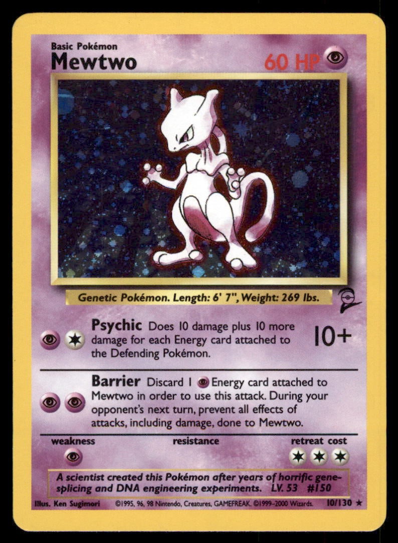 Mewtwo 10/102 Holo Base Set Unlimited Pokemon Card (1 of 2)