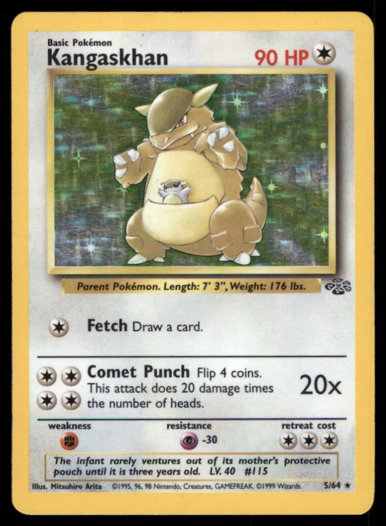 Kangaskhan 5/64 Holo Jungle Pokemon Card: We offer combined shipping on multiple items. Buyers may also arrange their own shipping. LiveShipping is a separate and independent option for shipping that is NOT a part of the auction house or thei