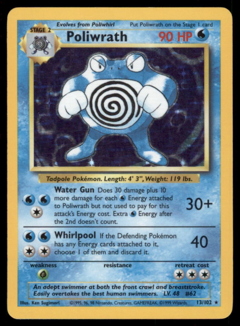 Poliwrath 13/102 Holo Base Set Unlimited Pokemon Card: We offer combined shipping on multiple items. Buyers may also arrange their own shipping. LiveShipping is a separate and independent option for shipping that is NOT a part of the auction house or thei