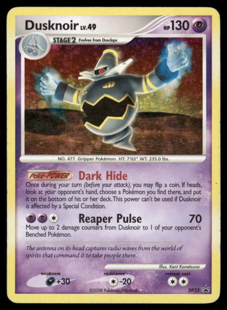 Dusknoir DP33 Holo Diamond and Pearl Promos Pokemon Card: We offer combined shipping on multiple items. Buyers may also arrange their own shipping. LiveShipping is a separate and independent option for shipping that is NOT a part of the auction house or thei