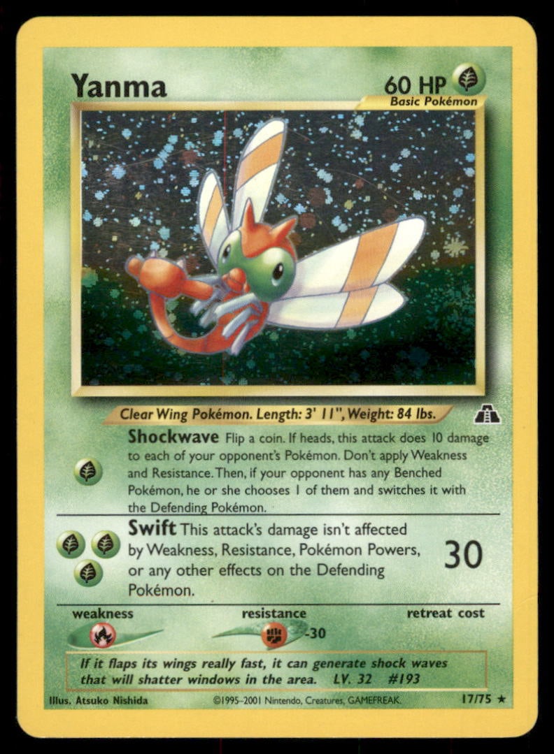 Yanma 36/75 Neo Discovery Pokemon Card Unlimited: We offer combined shipping on multiple items. Buyers may also arrange their own shipping. LiveShipping is a separate and independent option for shipping that is NOT a part of the auction house or thei