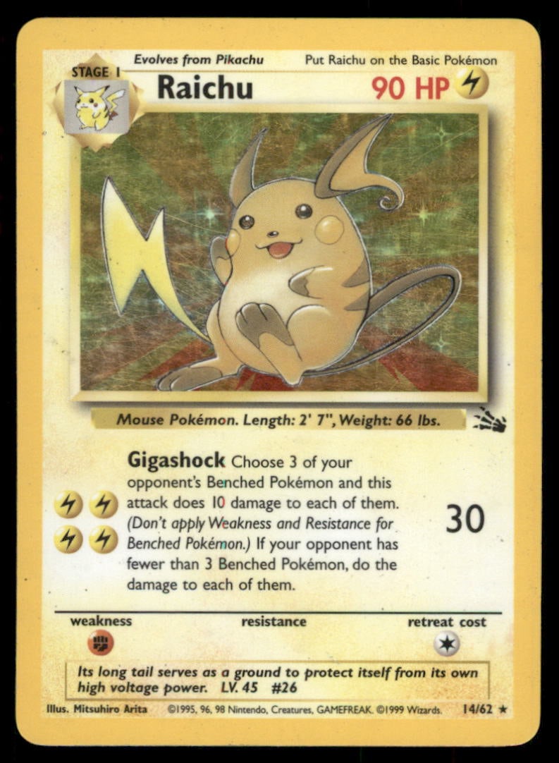 Raichu 14/62 Holo Fossil Pokemon Card: We offer combined shipping on multiple items. Buyers may also arrange their own shipping. LiveShipping is a separate and independent option for shipping that is NOT a part of the auction house or thei