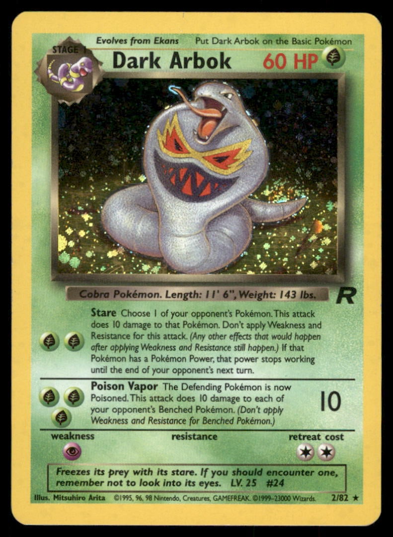 Dark Arbok 2/82 Holo Team Rocket Pokemon Card Unlimited Holo (1 of 2)