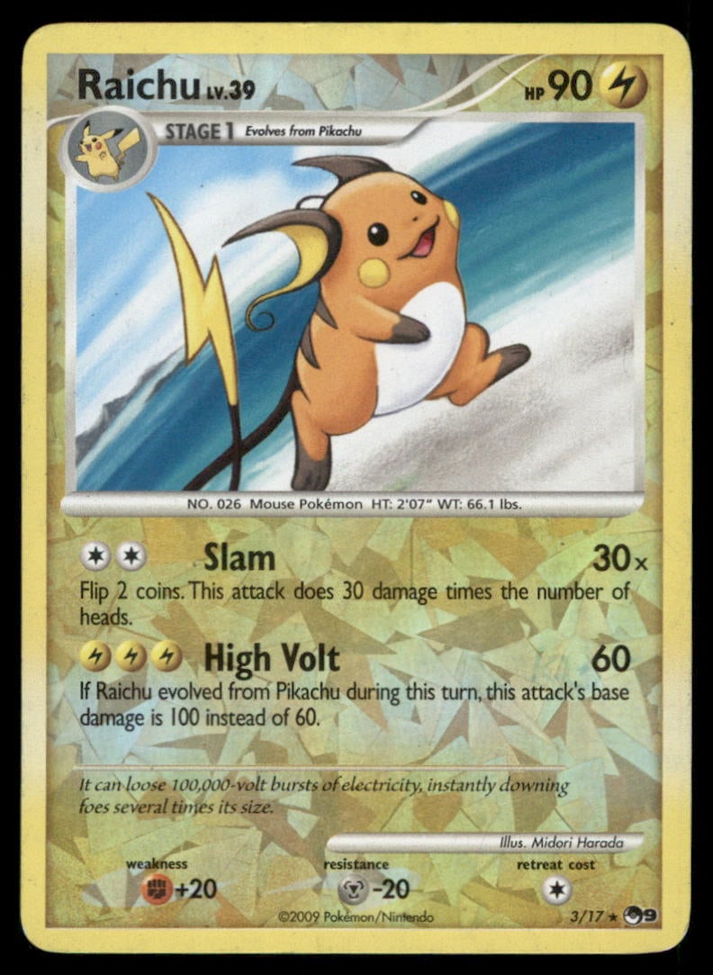 Raichu 3/17 POP Series 9 Pokemon Card Reverse Holo (1 of 2)