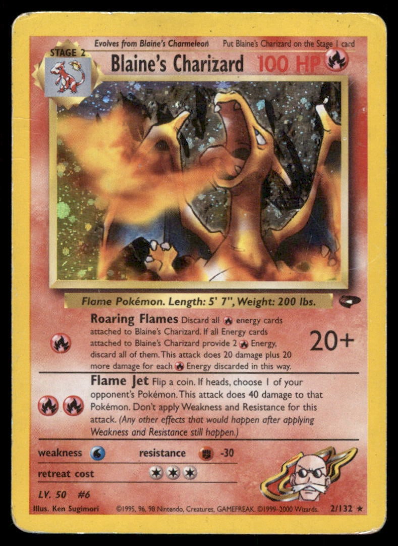 Blaine's Charizard 2/132 Holo Gym Challenge Pokemon Card (1 of 2)