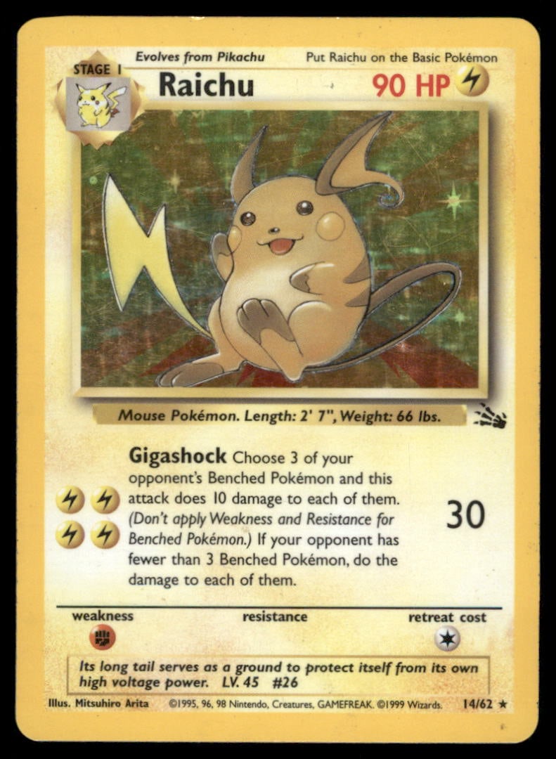 Raichu 14/62 Holo Fossil Pokemon Card: We offer combined shipping on multiple items. Buyers may also arrange their own shipping. LiveShipping is a separate and independent option for shipping that is NOT a part of the auction house or thei