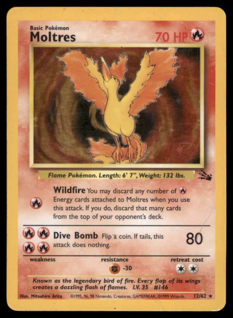 Moltres 12/62 Holo Fossil Pokemon Card: We offer combined shipping on multiple items. Buyers may also arrange their own shipping. LiveShipping is a separate and independent option for shipping that is NOT a part of the auction house or thei