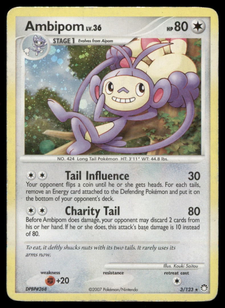 Ambipom 3/123 Holo Mysterious Treasures Pokemon Card Holo: We offer combined shipping on multiple items. Buyers may also arrange their own shipping. LiveShipping is a separate and independent option for shipping that is NOT a part of the auction house or thei