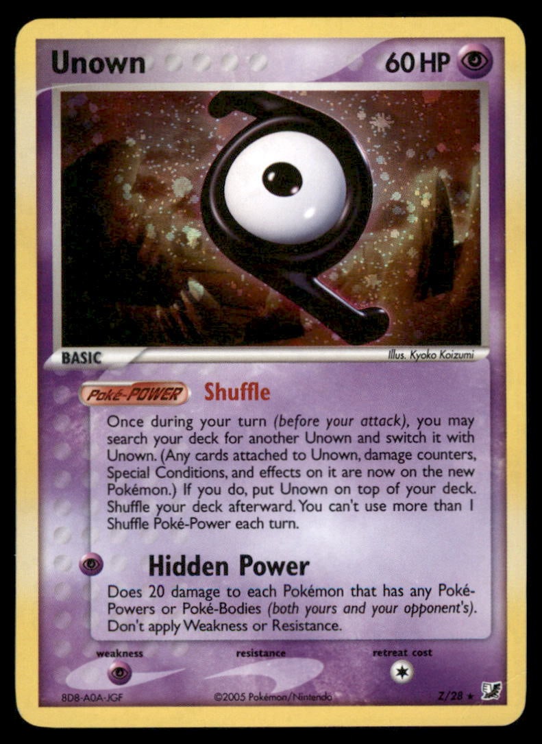 Unown Z/115 Unseen Forces Pokemon Card: We offer combined shipping on multiple items. Buyers may also arrange their own shipping. LiveShipping is a separate and independent option for shipping that is NOT a part of the auction house or thei