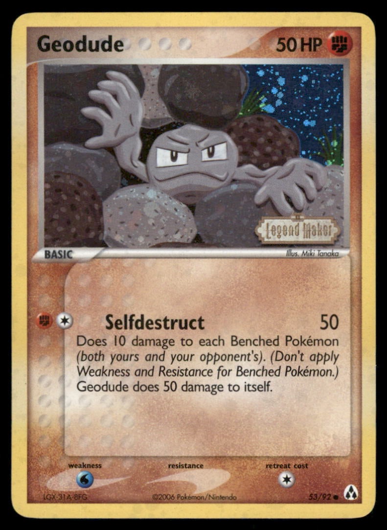 Geodude Stamped 53/92 Legend Maker Pokemon Card Reverse Holo: We offer combined shipping on multiple items. Buyers may also arrange their own shipping. LiveShipping is a separate and independent option for shipping that is NOT a part of the auction house or thei