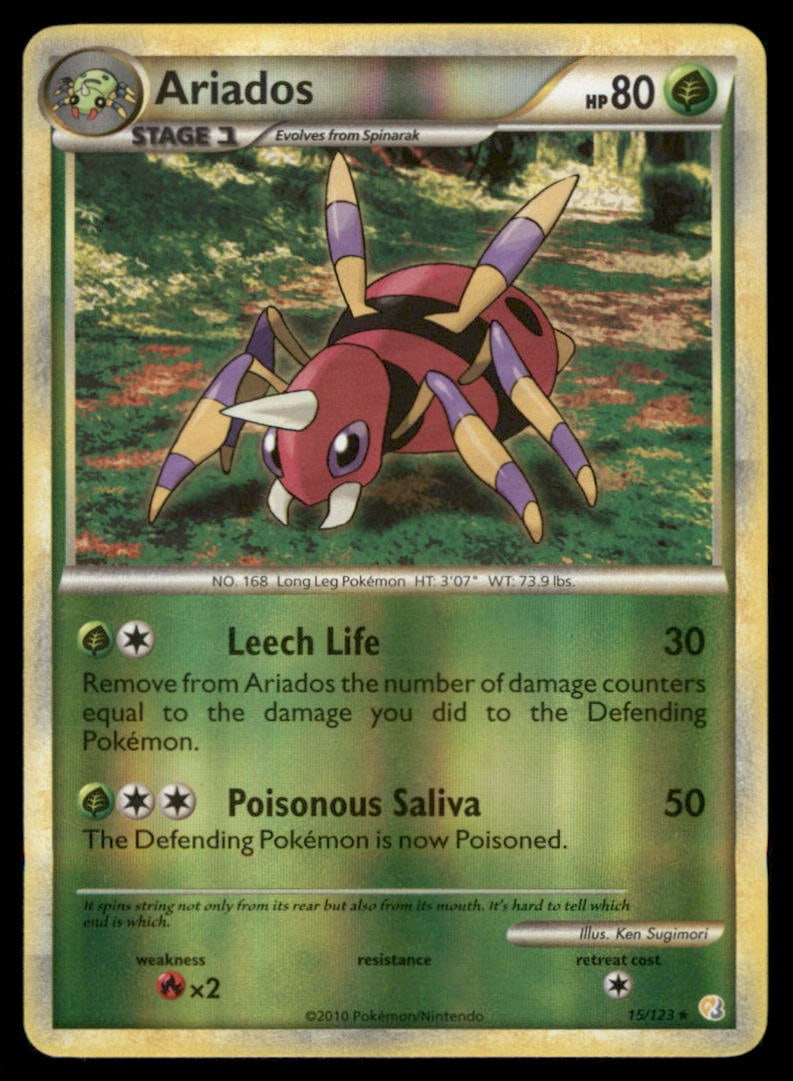 Ariados 15/123 HeartGold & SoulSilver Pokemon Card Reverse Holo: We offer combined shipping on multiple items. Buyers may also arrange their own shipping. LiveShipping is a separate and independent option for shipping that is NOT a part of the auction house or thei