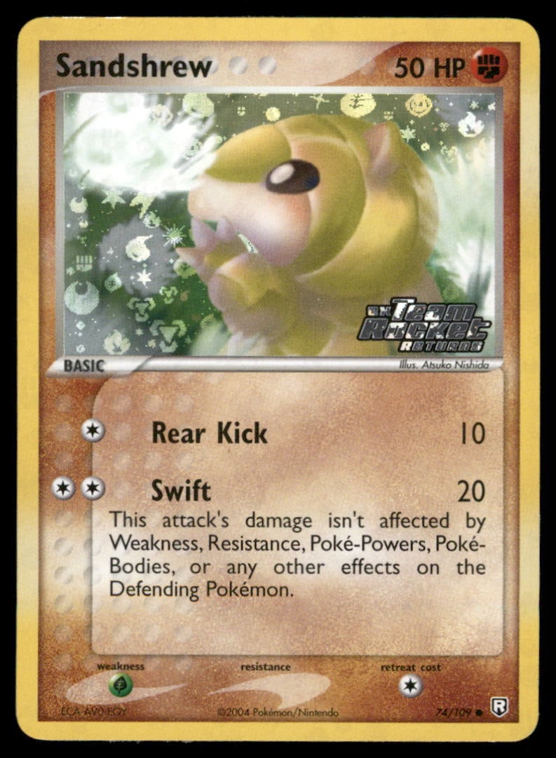 Sandshrew Stamped 74/109 Team Rocket Returns Pokemon Card Reverse Holo: We offer combined shipping on multiple items. Buyers may also arrange their own shipping. LiveShipping is a separate and independent option for shipping that is NOT a part of the auction house or thei