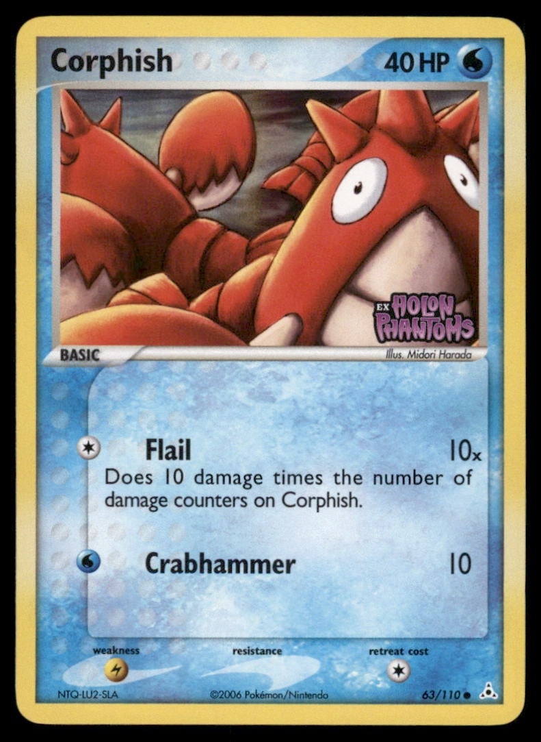 Corphish Stamped 63/110 Holon Phantoms Pokemon Card Reverse Holo: We offer combined shipping on multiple items. Buyers may also arrange their own shipping. LiveShipping is a separate and independent option for shipping that is NOT a part of the auction house or thei