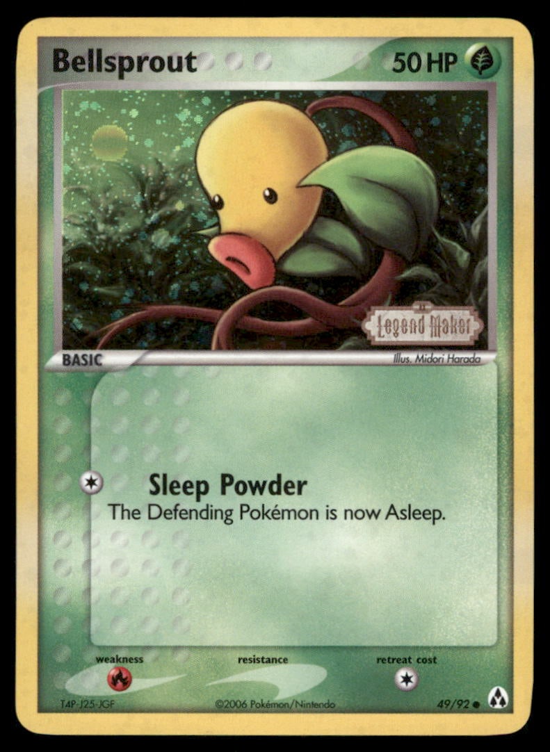 Bellsprout Stamped 49/92 Legend Maker Pokemon Card Reverse Holo (1 of 2)