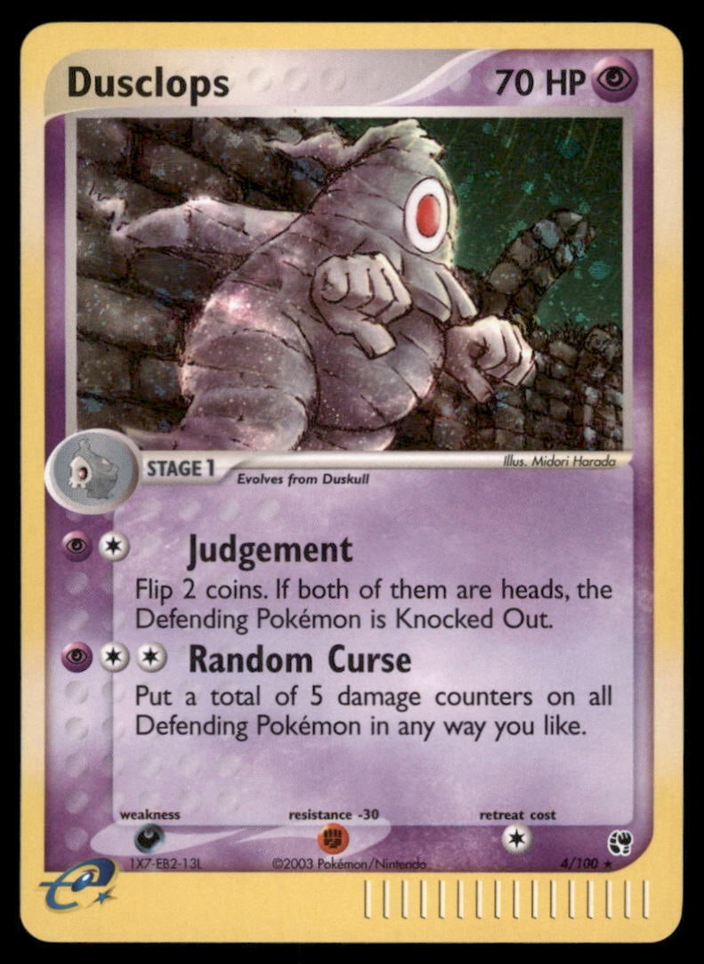 Dusclops 4/100 Holo Sandstorm Pokemon Card: We offer combined shipping on multiple items. Buyers may also arrange their own shipping. LiveShipping is a separate and independent option for shipping that is NOT a part of the auction house or thei