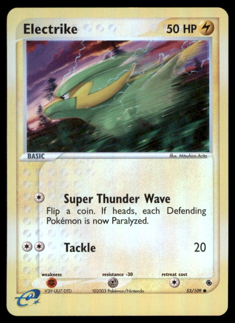 Electrike 53/109 Ruby & Sapphire Pokemon Card Reverse Holo: We offer combined shipping on multiple items. Buyers may also arrange their own shipping. LiveShipping is a separate and independent option for shipping that is NOT a part of the auction house or thei