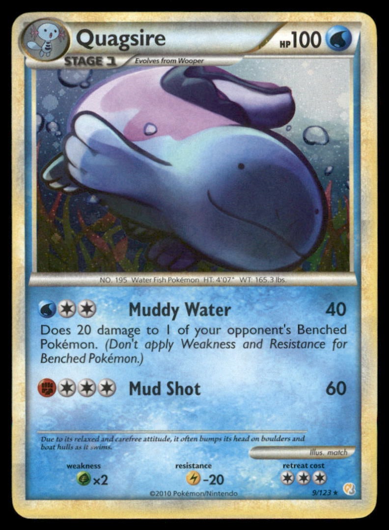 Quagsire 9/123 Holo HeartGold & SoulSilver Pokemon Card: We offer combined shipping on multiple items. Buyers may also arrange their own shipping. LiveShipping is a separate and independent option for shipping that is NOT a part of the auction house or thei