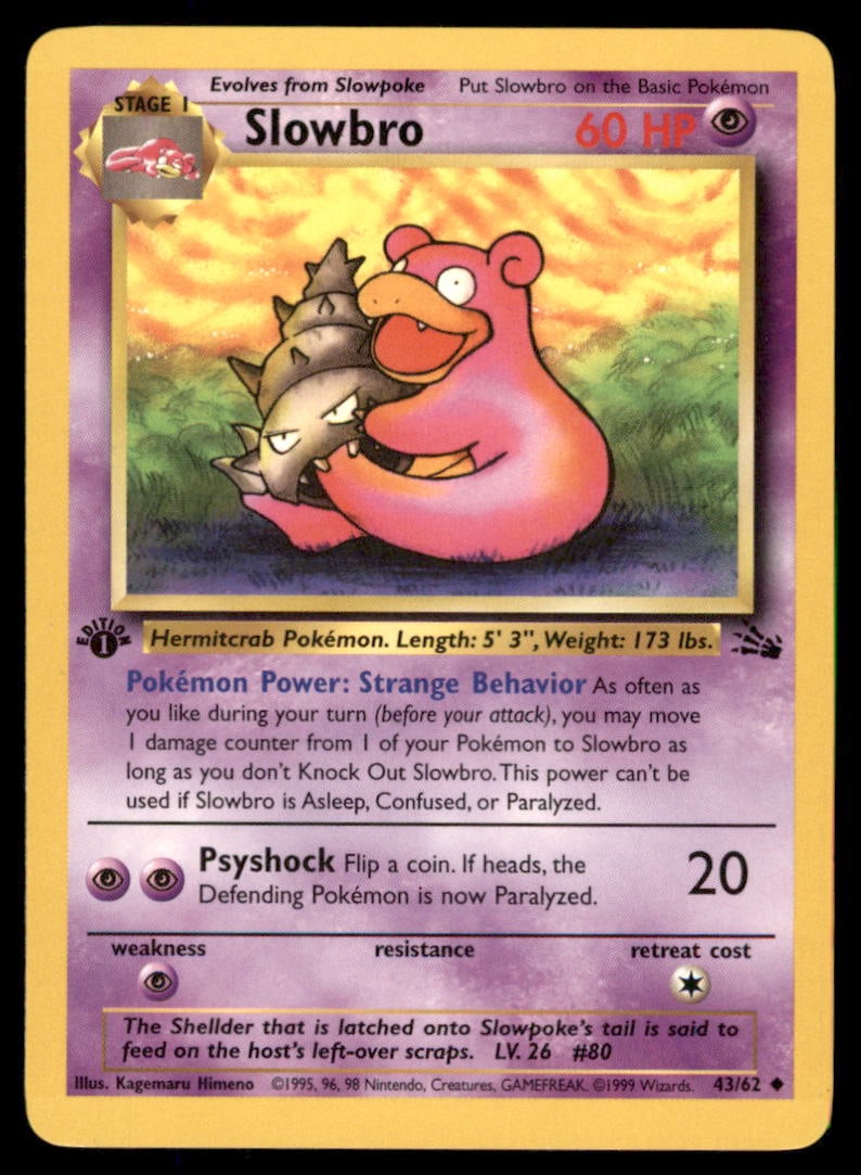 Slowbro 43/62 Fossil Pokemon Card 1st Edition: We offer combined shipping on multiple items. Buyers may also arrange their own shipping. LiveShipping is a separate and independent option for shipping that is NOT a part of the auction house or thei