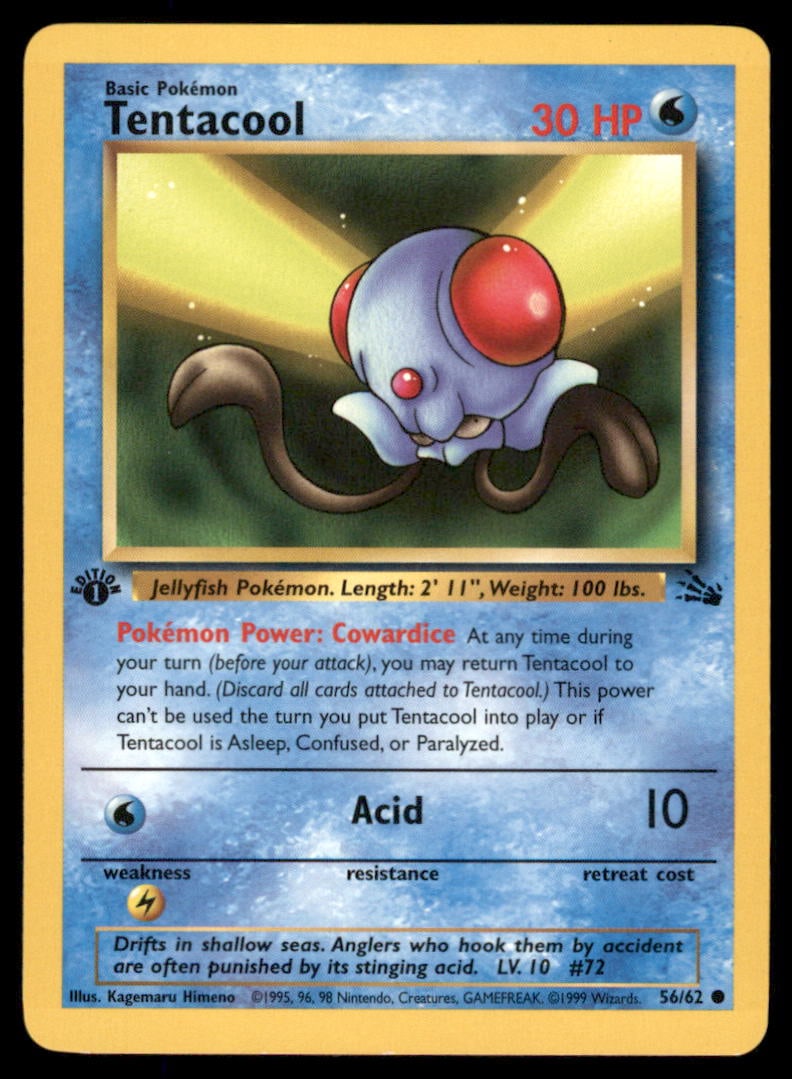 Tentacool 56/62 Fossil Pokemon Card 1st Edition: We offer combined shipping on multiple items. Buyers may also arrange their own shipping. LiveShipping is a separate and independent option for shipping that is NOT a part of the auction house or thei