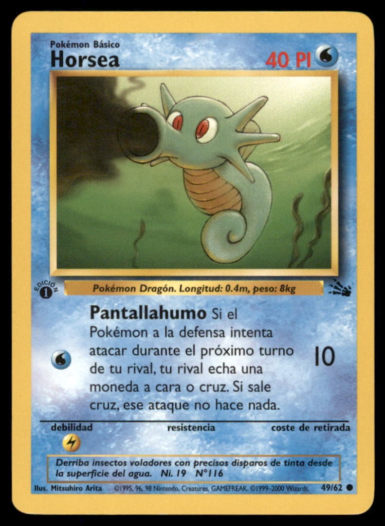 Horsea 49/62 Fossil Pokemon Card 1st Edition: We offer combined shipping on multiple items. Buyers may also arrange their own shipping. LiveShipping is a separate and independent option for shipping that is NOT a part of the auction house or thei