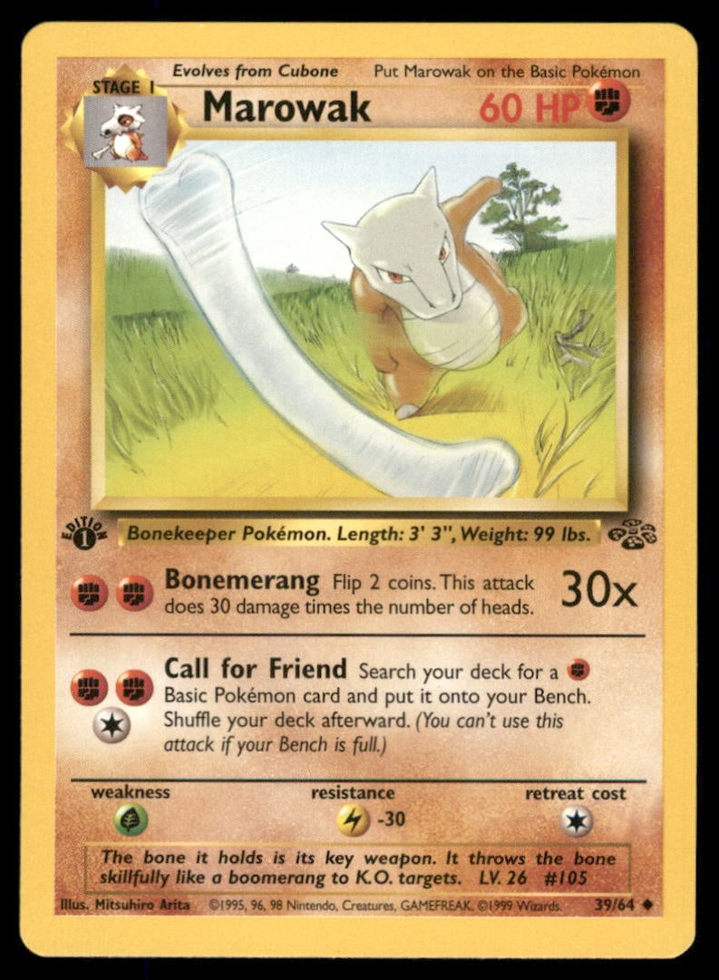 Marowak 39/64 Jungle Pokemon Card 1st Edition: We offer combined shipping on multiple items. Buyers may also arrange their own shipping. LiveShipping is a separate and independent option for shipping that is NOT a part of the auction house or thei