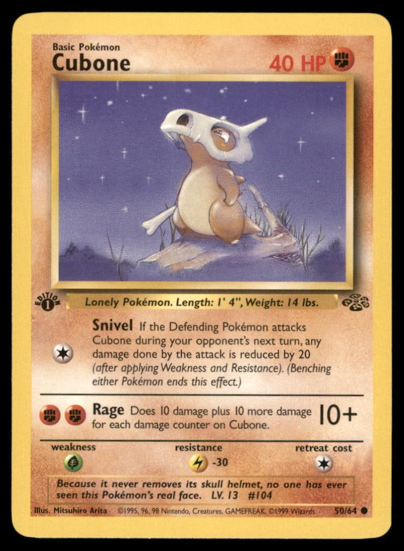 Cubone 50/64 Jungle Pokemon Card 1st Edition: We offer combined shipping on multiple items. Buyers may also arrange their own shipping. LiveShipping is a separate and independent option for shipping that is NOT a part of the auction house or thei