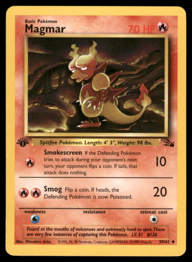 Magmar 39/62 Fossil Pokemon Card 1st Edition: We offer combined shipping on multiple items. Buyers may also arrange their own shipping. LiveShipping is a separate and independent option for shipping that is NOT a part of the auction house or thei