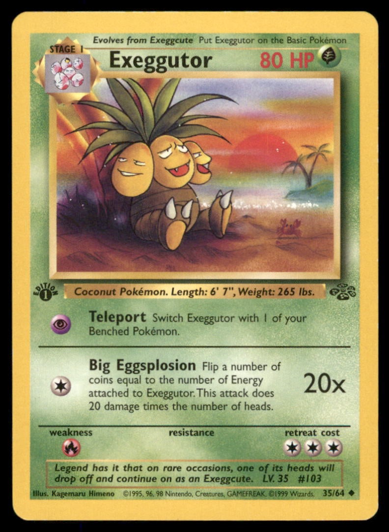 Exeggutor 35/64 Jungle Pokemon Card 1st Edition: We offer combined shipping on multiple items. Buyers may also arrange their own shipping. LiveShipping is a separate and independent option for shipping that is NOT a part of the auction house or thei