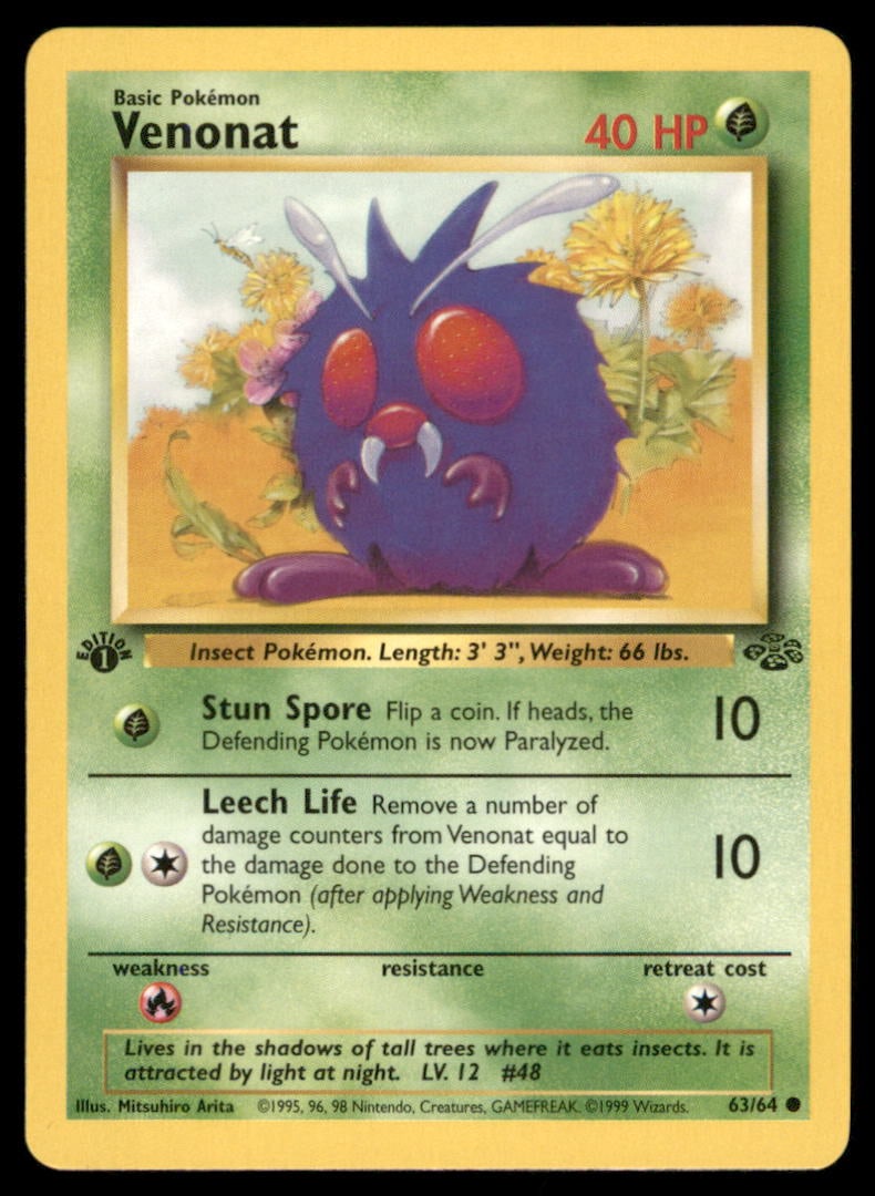 Venonat 63/64 Jungle Pokemon Card 1st Edition: We offer combined shipping on multiple items. Buyers may also arrange their own shipping. LiveShipping is a separate and independent option for shipping that is NOT a part of the auction house or thei