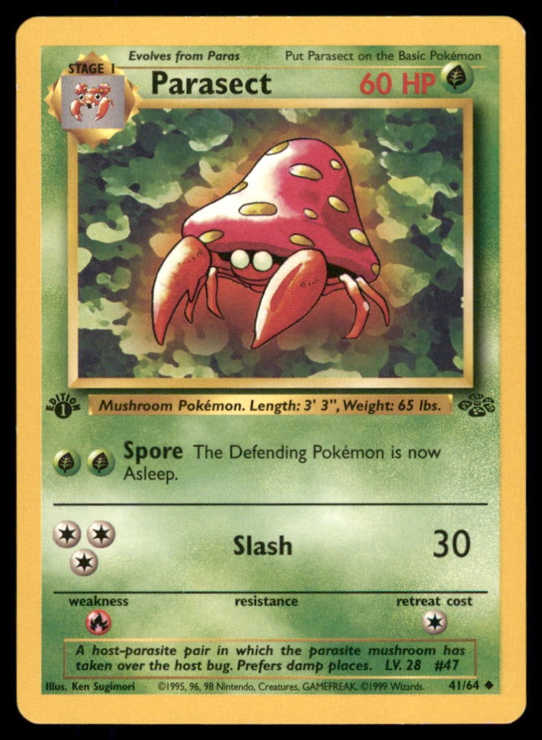 Parasect 41/64 Jungle Pokemon Card 1st Edition: We offer combined shipping on multiple items. Buyers may also arrange their own shipping. LiveShipping is a separate and independent option for shipping that is NOT a part of the auction house or thei