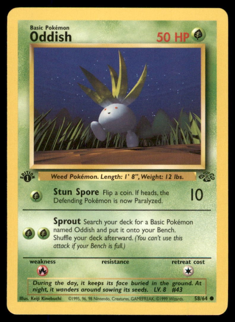 Oddish 58/64 Jungle Pokemon Card 1st Edition: We offer combined shipping on multiple items. Buyers may also arrange their own shipping. LiveShipping is a separate and independent option for shipping that is NOT a part of the auction house or thei
