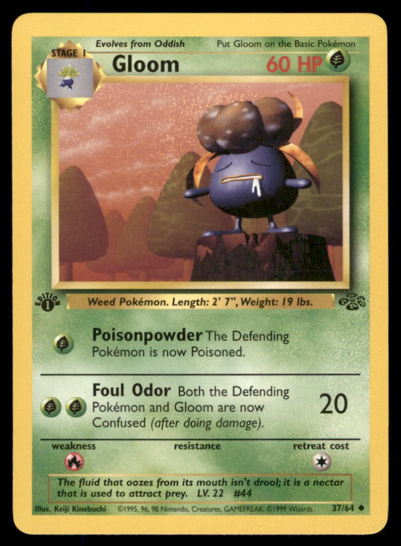 Gloom 37/64 Jungle Pokemon Card 1st Edition: We offer combined shipping on multiple items. Buyers may also arrange their own shipping. LiveShipping is a separate and independent option for shipping that is NOT a part of the auction house or thei