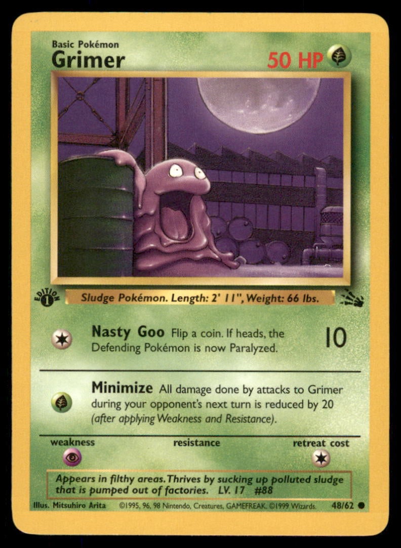 Grimer 48/62 Fossil Pokemon Card 1st Eition: We offer combined shipping on multiple items. Buyers may also arrange their own shipping. LiveShipping is a separate and independent option for shipping that is NOT a part of the auction house or thei
