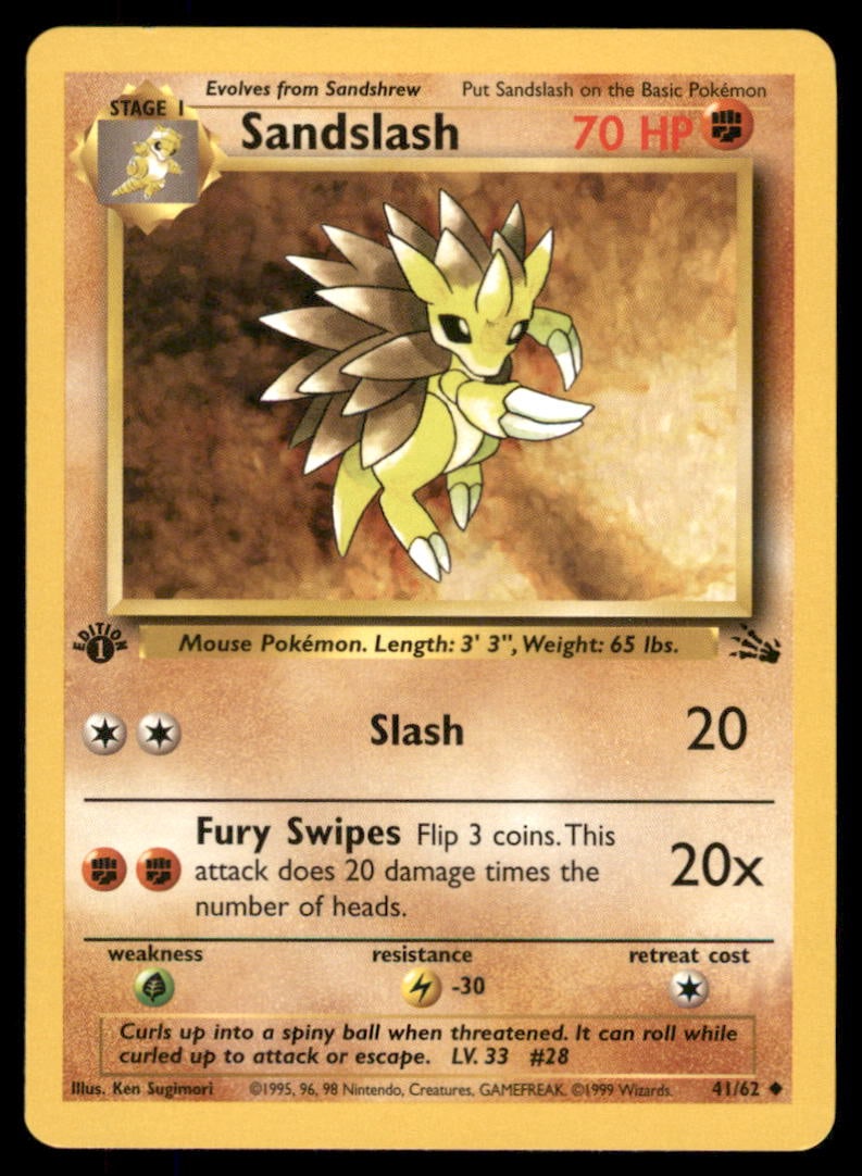 Sandslash 41/62 Fossil Pokemon Card 1st Edition: We offer combined shipping on multiple items. Buyers may also arrange their own shipping. LiveShipping is a separate and independent option for shipping that is NOT a part of the auction house or thei