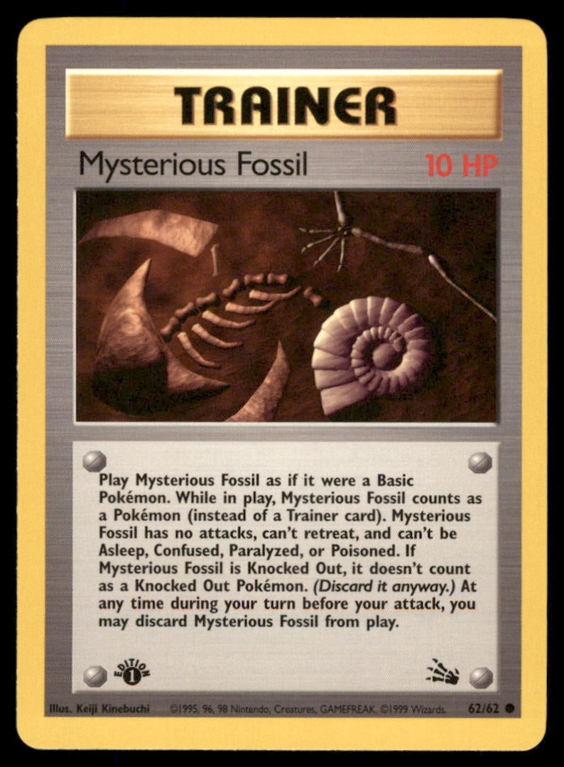 Mysterious Fossil 62/62 Fossil Pokemon Card 1st Edition: We offer combined shipping on multiple items. Buyers may also arrange their own shipping. LiveShipping is a separate and independent option for shipping that is NOT a part of the auction house or thei