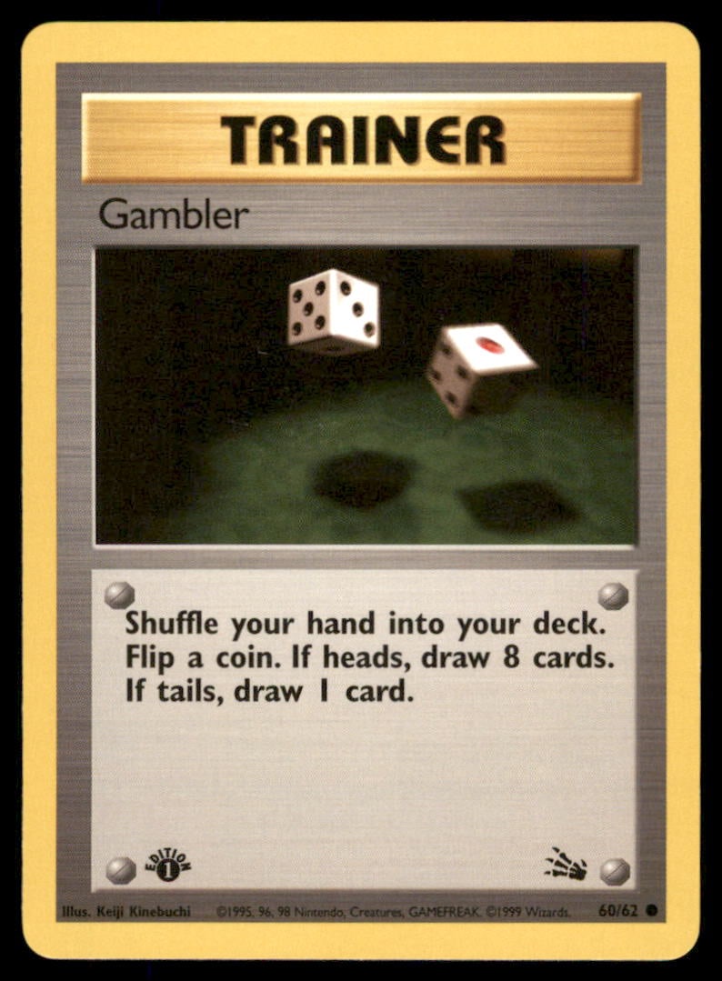 Gambler 60/62 Fossil Pokemon Card 1st Edition (1 of 2)