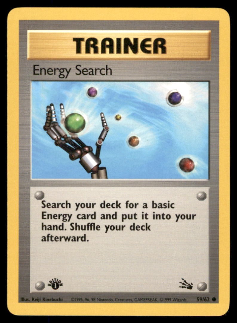 Energy Search 59/62 Fossil Pokemon Card 1st Edition: We offer combined shipping on multiple items. Buyers may also arrange their own shipping. LiveShipping is a separate and independent option for shipping that is NOT a part of the auction house or thei