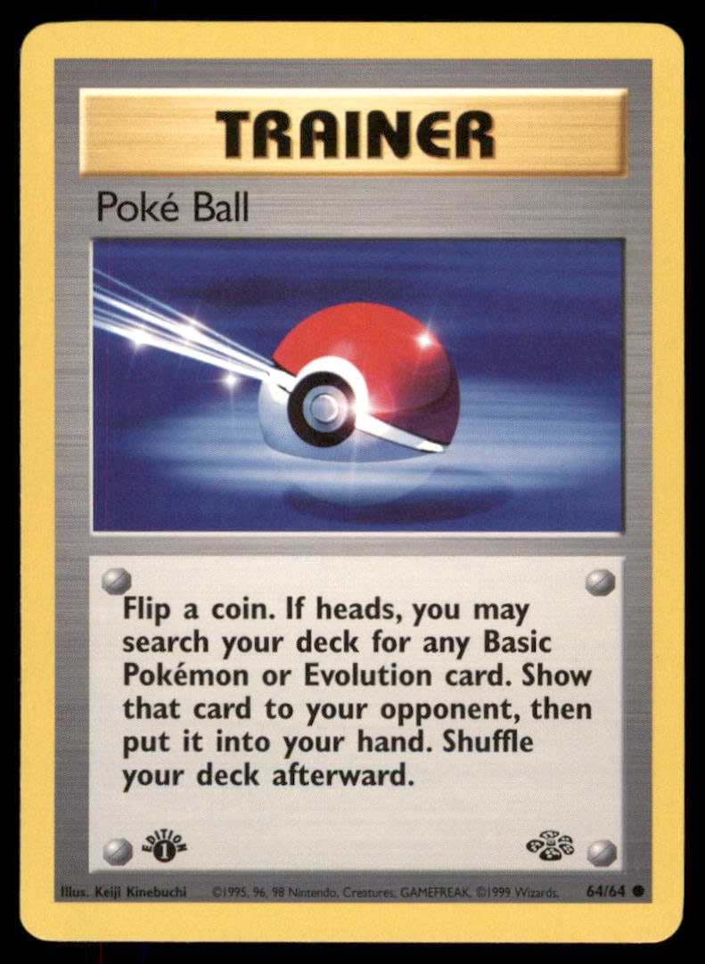 Poke Ball 64/64 Jungle Pokemon Card 1st Edition: We offer combined shipping on multiple items. Buyers may also arrange their own shipping. LiveShipping is a separate and independent option for shipping that is NOT a part of the auction house or thei