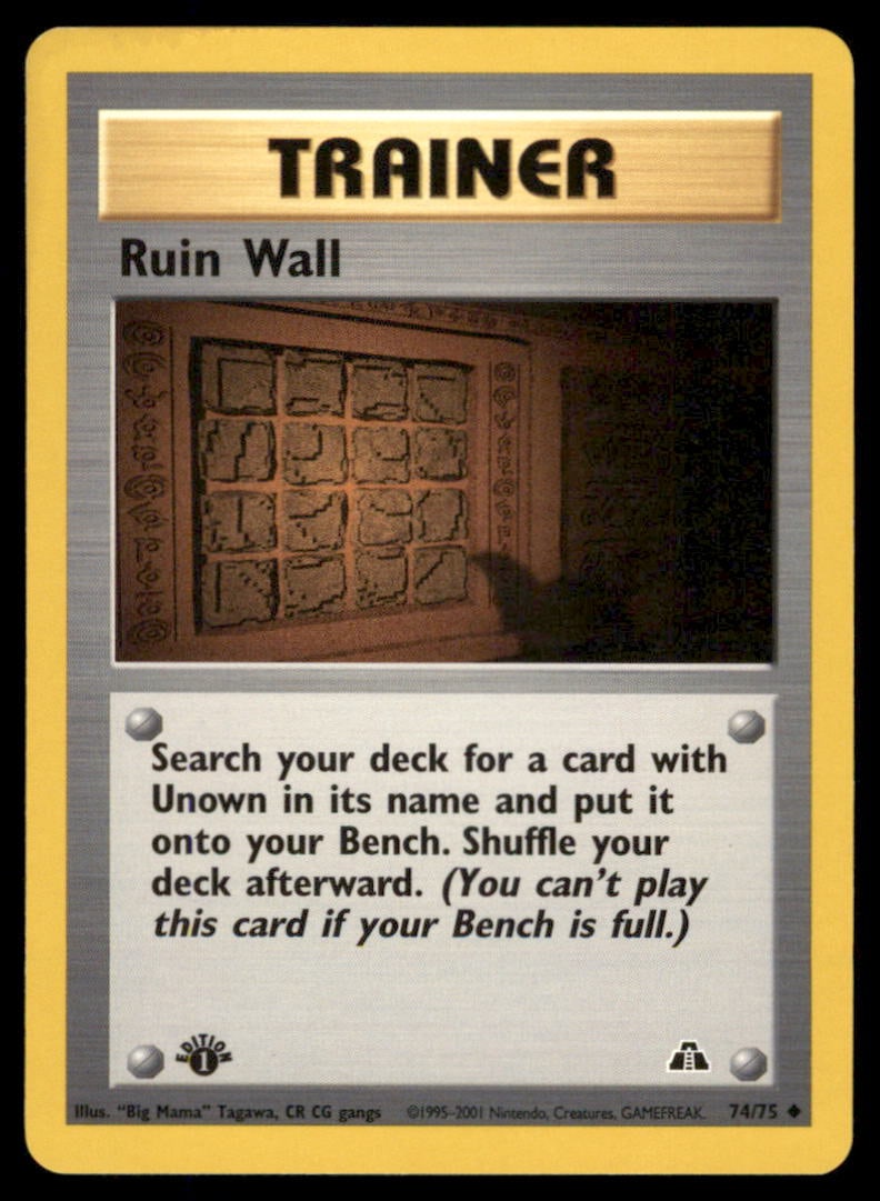 Ruin Wall 74/75 Neo Discovery Pokemon Card 1st Edition: We offer combined shipping on multiple items. Buyers may also arrange their own shipping. LiveShipping is a separate and independent option for shipping that is NOT a part of the auction house or thei