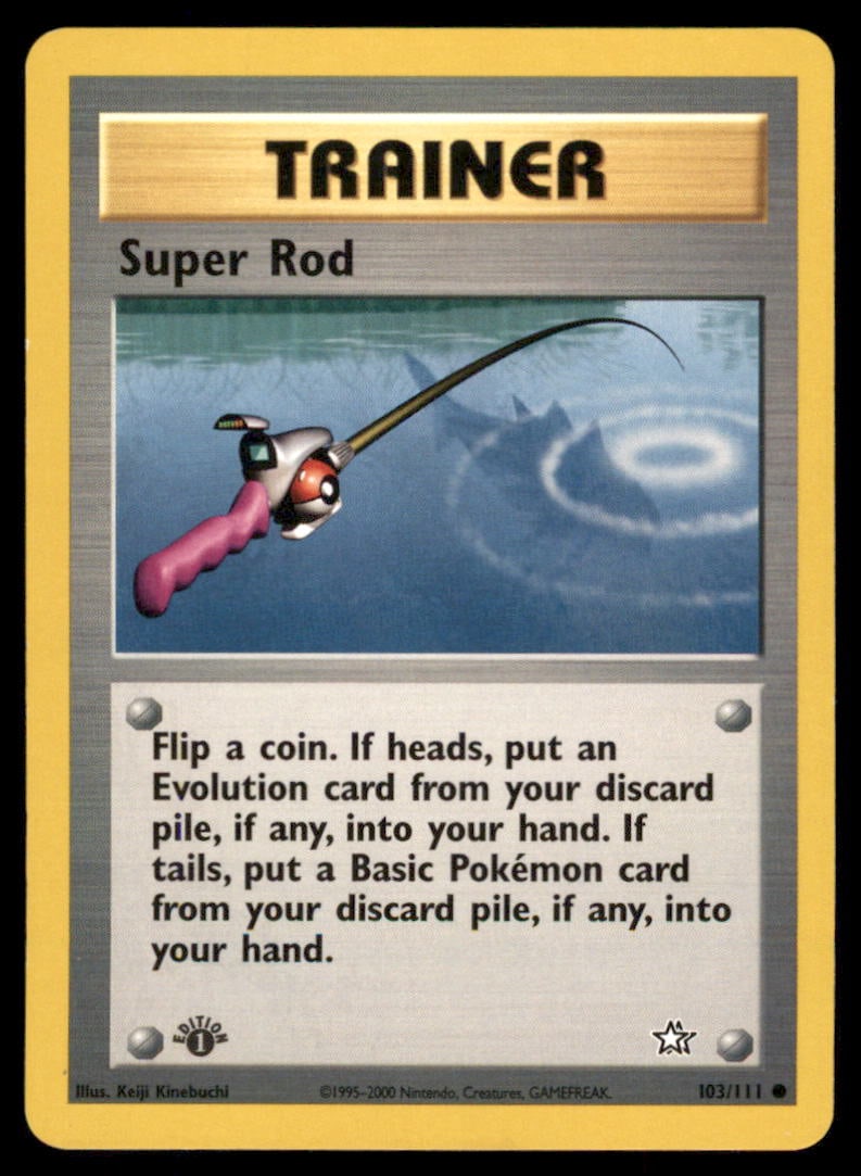 Super Rod 103/111 Neo Genesis Pokemon Card 1st Edition: We offer combined shipping on multiple items. Buyers may also arrange their own shipping. LiveShipping is a separate and independent option for shipping that is NOT a part of the auction house or thei