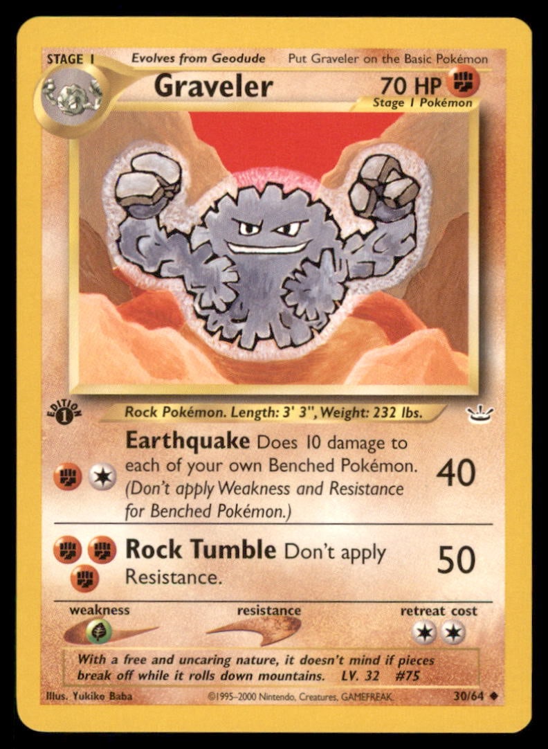 Graveler 30/64 Neo Revelation Pokemon Card 1st Edition: We offer combined shipping on multiple items. Buyers may also arrange their own shipping. LiveShipping is a separate and independent option for shipping that is NOT a part of the auction house or thei